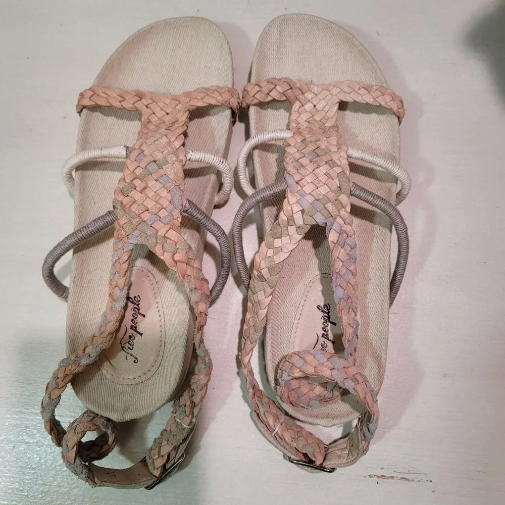 Free People Womens Sz 6.5 Denali Woven Footbed Sandals Neutral Earthy Shoes Boho - Picture 6 of 13